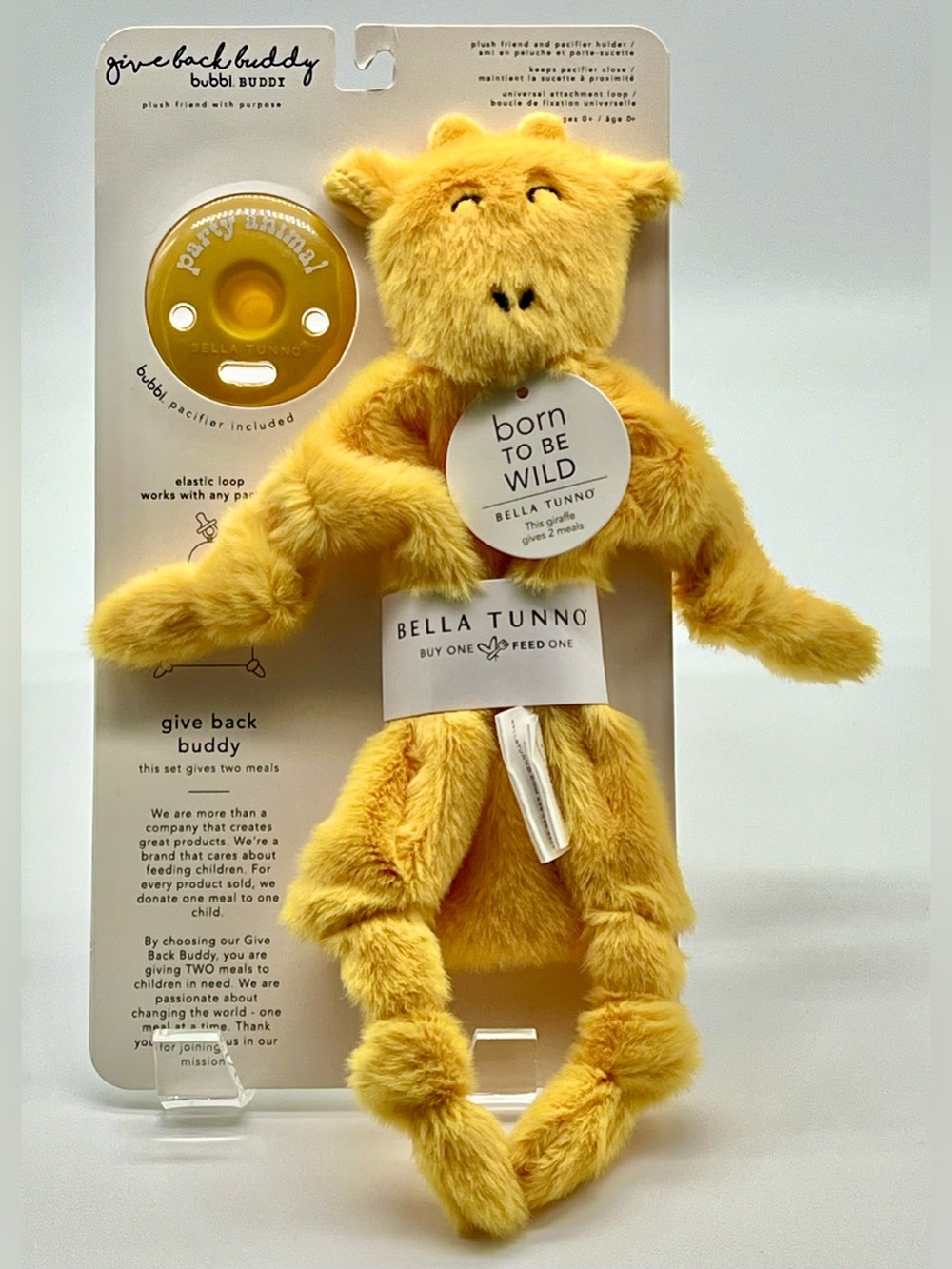Bella Tunno Giraffe Bubbi Buddy Plush Friend and Pacifier Holder